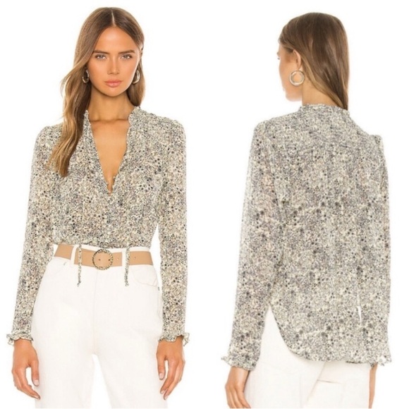 Free People Tops - Free People Lela Blouse Blue Floral
Pattern Button Front SZ M